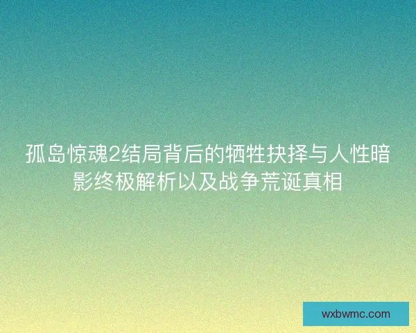 孤岛惊魂2结局背后的牺牲抉择与人性暗影终极解析以及战争荒诞真相